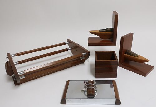 4 ART DECO & OTHER OBJECTS, TRAY,