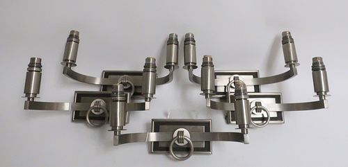 SET OF 5 FRENCH METAL 2-ARM SCONCES,