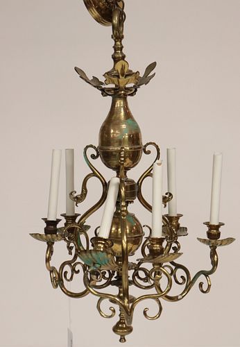 FRENCH STYLE BRASS 6 LIGHT CHANDELIERFrench 372ee5