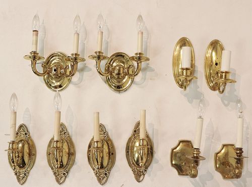 5 PAIRS OF TRADITIONAL STYLE BRASS