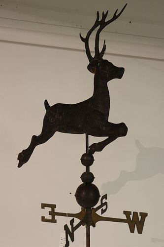 COPPER STAG WEATHERVANE WITH DIRECTIONALS20C.