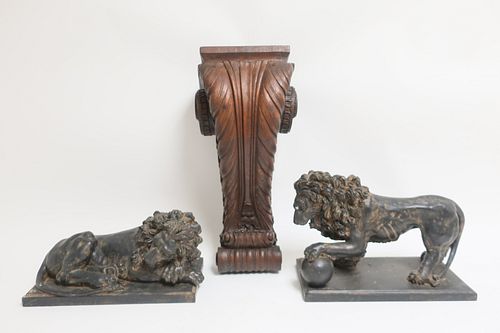 THREE WALL BRACKETS 2 RESIN LIONS  372efe