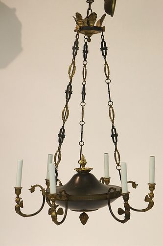 EMPIRE STYLE GILT & BRONZE 6-LIGHT