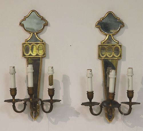 PAIR FRENCH 1940 S GILTWOOD BRASS 372f0d