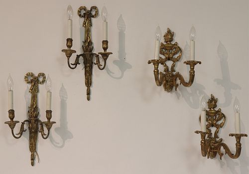 2 PAIRS OF TWO LIGHT REGENCY METAL