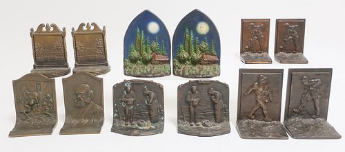 6 PR BOOKENDS CABIN SCENE PLANTERS  372f23