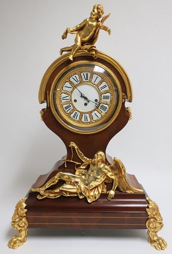 LOUIS XV STYLE GILT METAL CLOCKGilt