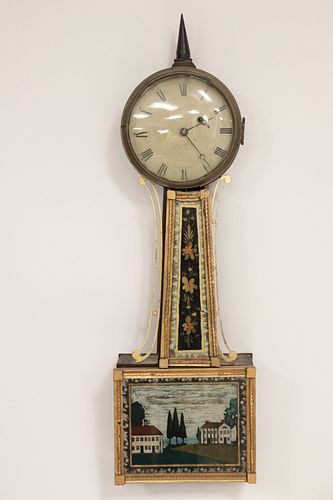 FEDERAL BANJO CLOCK, E 19TH C., ELNATHAN