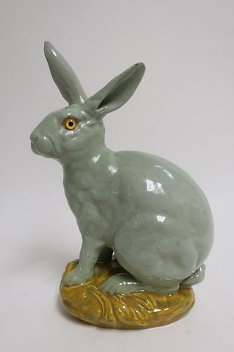 GALLé FAIENCE RABBIT, L 19TH C.Gallé