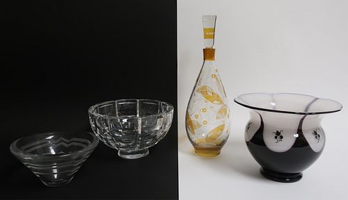 3 ART DECO GLASS BOWLS & DECANTER3