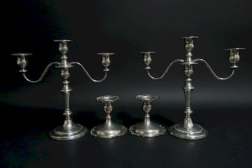 STERLING SILVER CANDELABRA LOW 372ff6