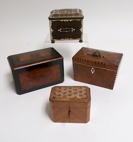 4 ANTIQUE INLAID BOXESOne Fitted