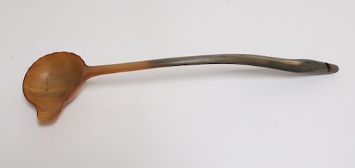 CARVED BUFFALO HORN AS WHISTLE