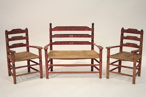 VINTAGE CHILD'S FOLK ART SEATING: