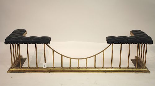 GEORGE III STYLE BRASS FIRE BENCHButtoned