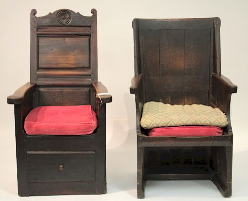 TWO ENGLISH JACOBEAN PANELED ARMCHAIRSOak 37305e