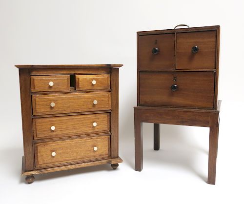 2 DIMINUTIVE CHESTSOne 3 drawer mahogany