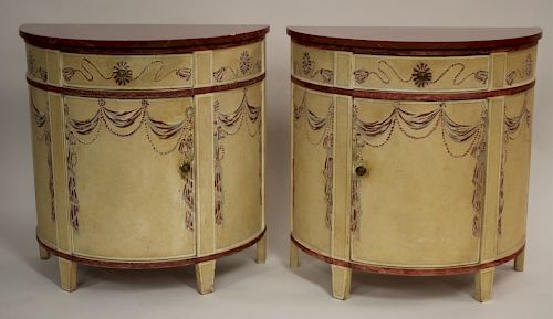 NEOCLASSICAL PAINT DECORATED DEMI-LUNE
