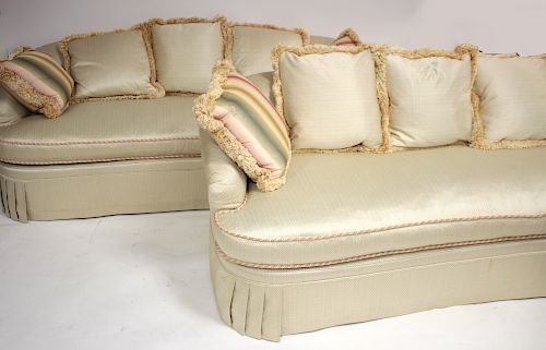 PAIR OF UPHOLSTERED SOFA'SCovered