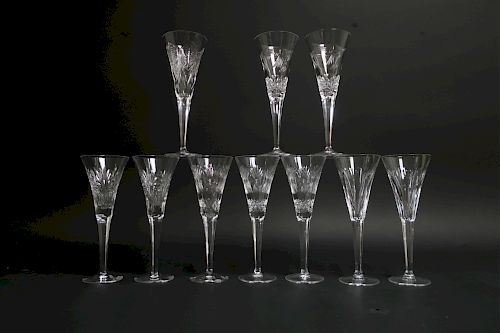 TEN WATERFORD CRYSTAL TALL CHAMPAGNE