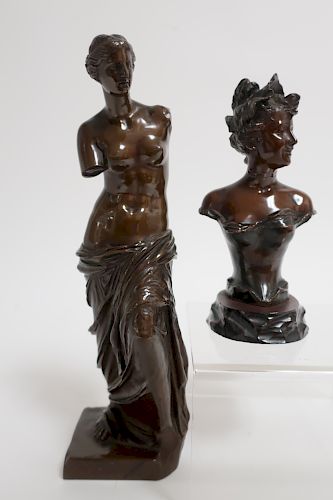 TWO 19TH C BRONZES VENUS DE 37311f