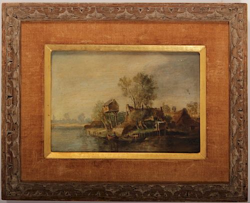 DUTCH SCHOOL LANDSCAPE: HOME ON A RIVER,