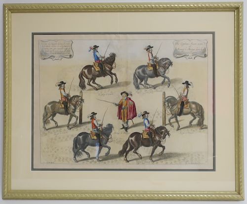 DRESSAGE HAND COLORED ENGRAVING  373152