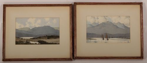 OTTO R. EGGER, TWO WATERCOLOR LANDSCAPES,