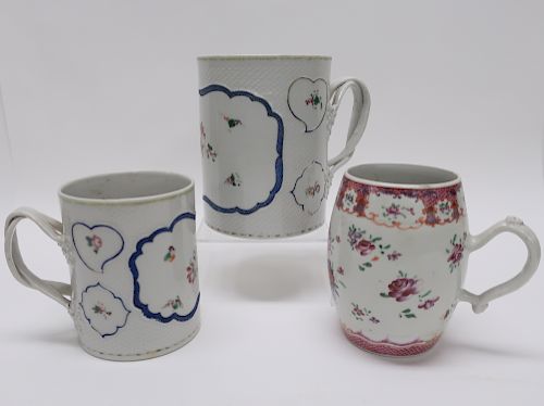 3 CHINESE EXPORT PORCELAIN MUGS  3731b7