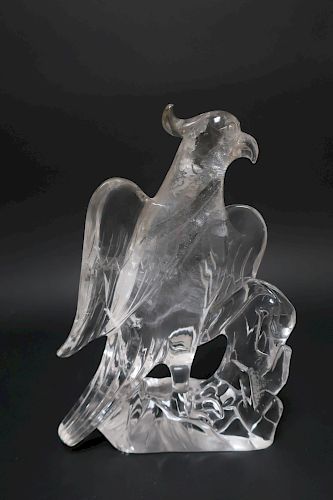 CHINESE CARVED ROCK CRYSTAL FALCONOn 3731bf