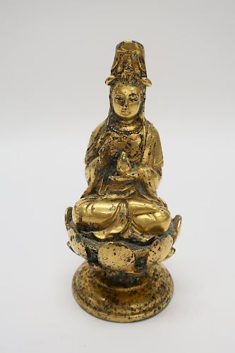 SINO TIBETAN SEATED GILT BRONZE 3731c1