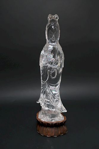 CHINESE CARVED ROCK CRYSTAL STANDING