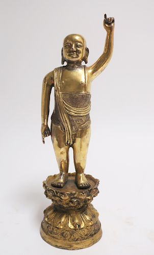 SINO TIBETAN GILT BRONZE STANDING 3731d6