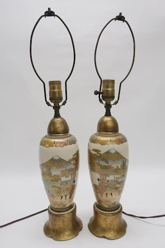 PAIR OF JAPANESE SATSUMA LAMPSPair 3731e1