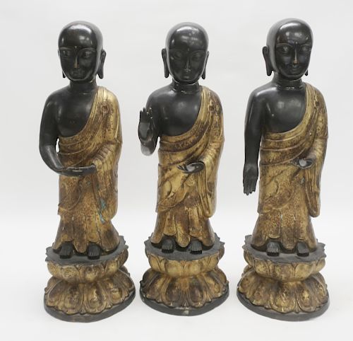 3 ASIAN BRONZE PARCEL GILT STANDING 3731ec