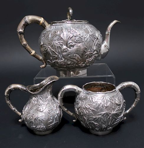 CHINESE EXPORT SILVER TEA SET  373223