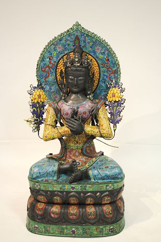 VERY LARGE CHINESE CLOISONNE SEATED 37322b