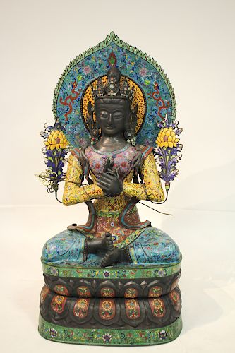 VERY LARGE CHINESE CLOISONNE SEATED