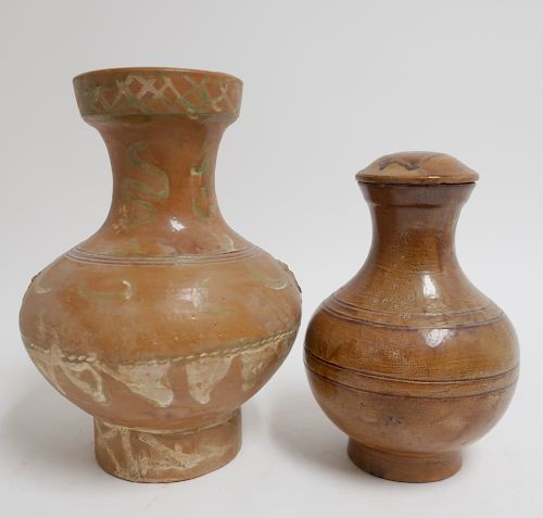 TWO HAN STYLE TERRACOTTA HU VASESBoth 373239