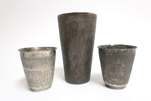 PAIR OF PERSIAN SILVER SMALL CUPS