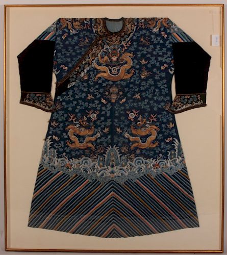 CHINESE IMPERIAL DRAGON ROBE QING 37324a