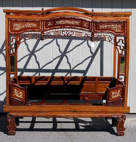 CHINESE OPIUM/MARRIAGE BED, INLAID,