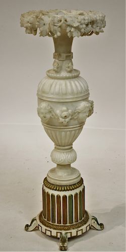 ITALIAN FOLIATE CARVED PEDESTALAlabaster