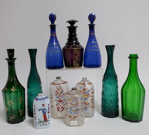 GROUP OF COLORED GLASS DECANTERSAmerican  373300