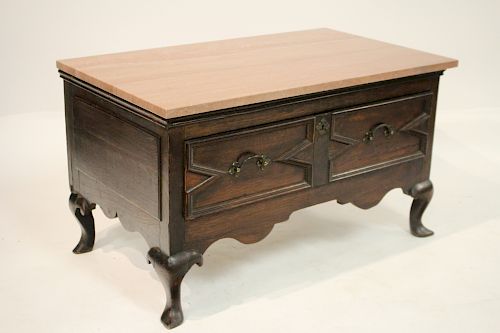 JACOBEAN-STYLE TWO DRAWER LOW CHEST