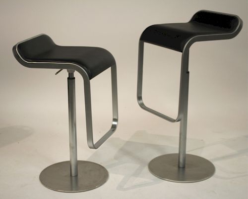 PAIR OF ITALIAN LEATHER STOOLS,