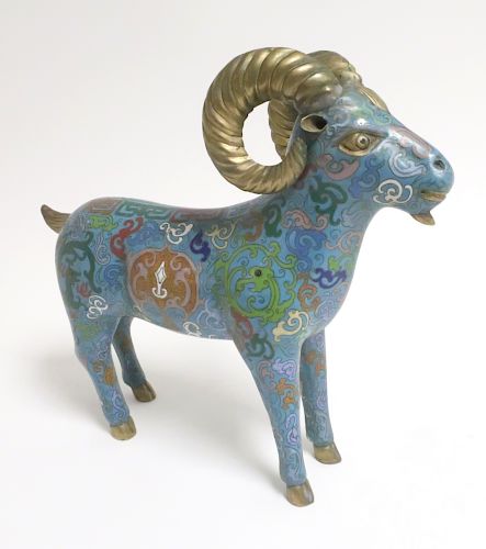 CHINESE CLOISONNE RAM11.5 h by