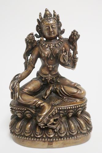 TIBETAN BRONZE SEATED FEMALE FIGUREInscription 373392