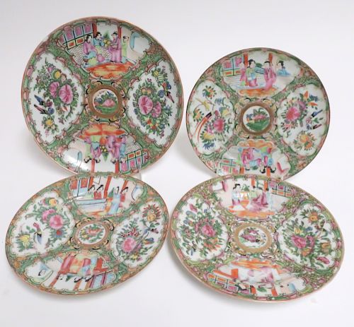 4 CHINESE ROSE MEDALLION PLATES  3733a1