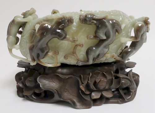 CHINESE CELADON COUPE, RUSSET HIGHLIGHTSOval